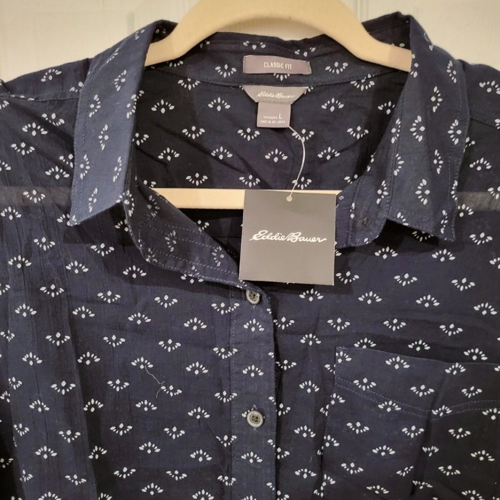 NEW WITH TAGS Elegant Pattern Blouse - EDDIE BAUER Size L